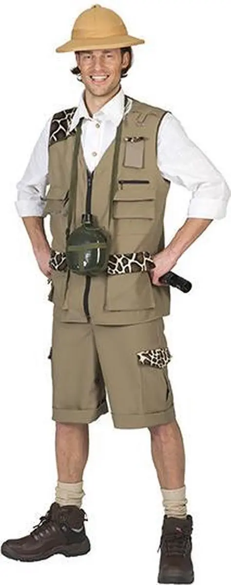 Espa Jungle & Afrika Kostuum Man - Maat 56-58 - Wit/Beige