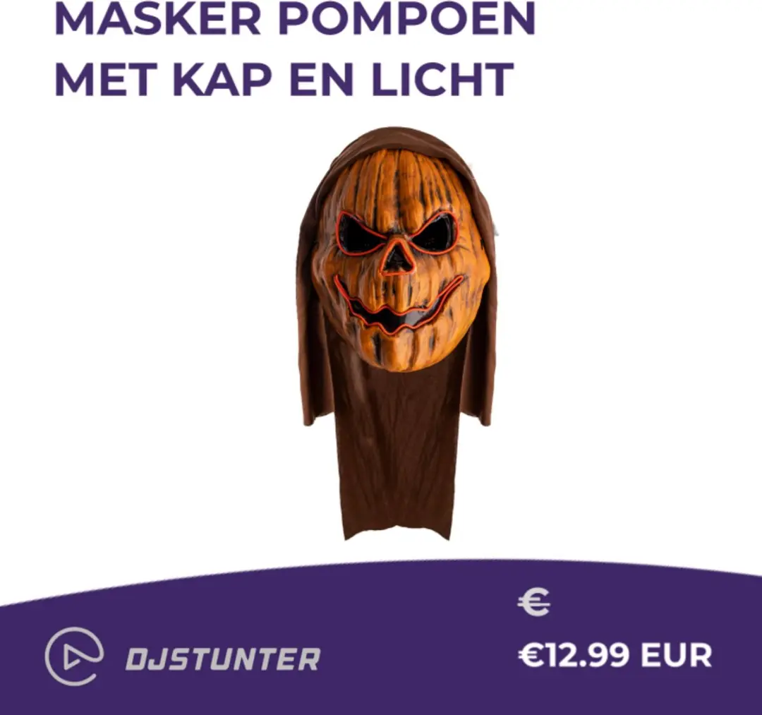 Espa Masker Pompoen met Kap en Licht - Zwart