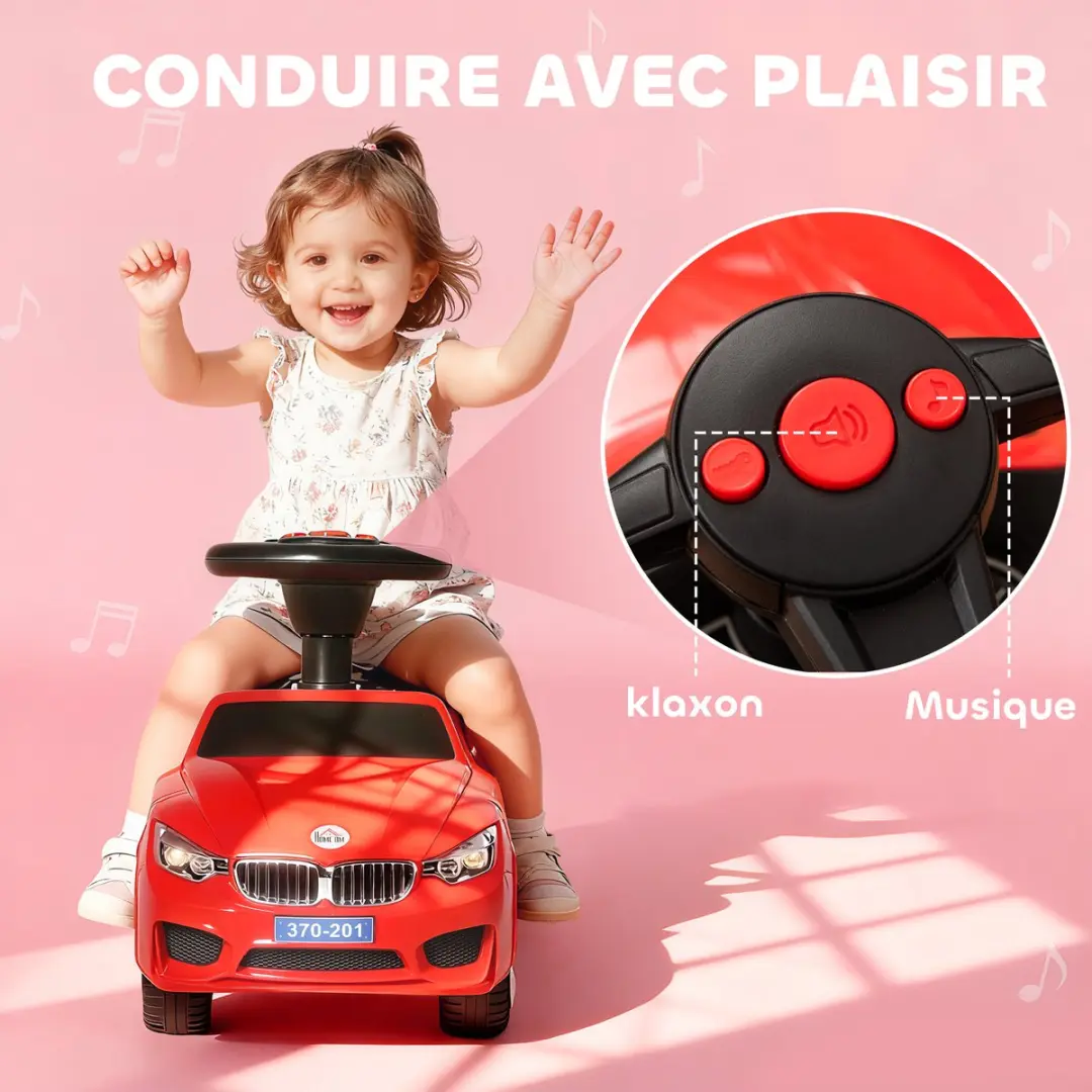 Homcom Kinderauto met glijbaan 63,5x28x36cm - Rood