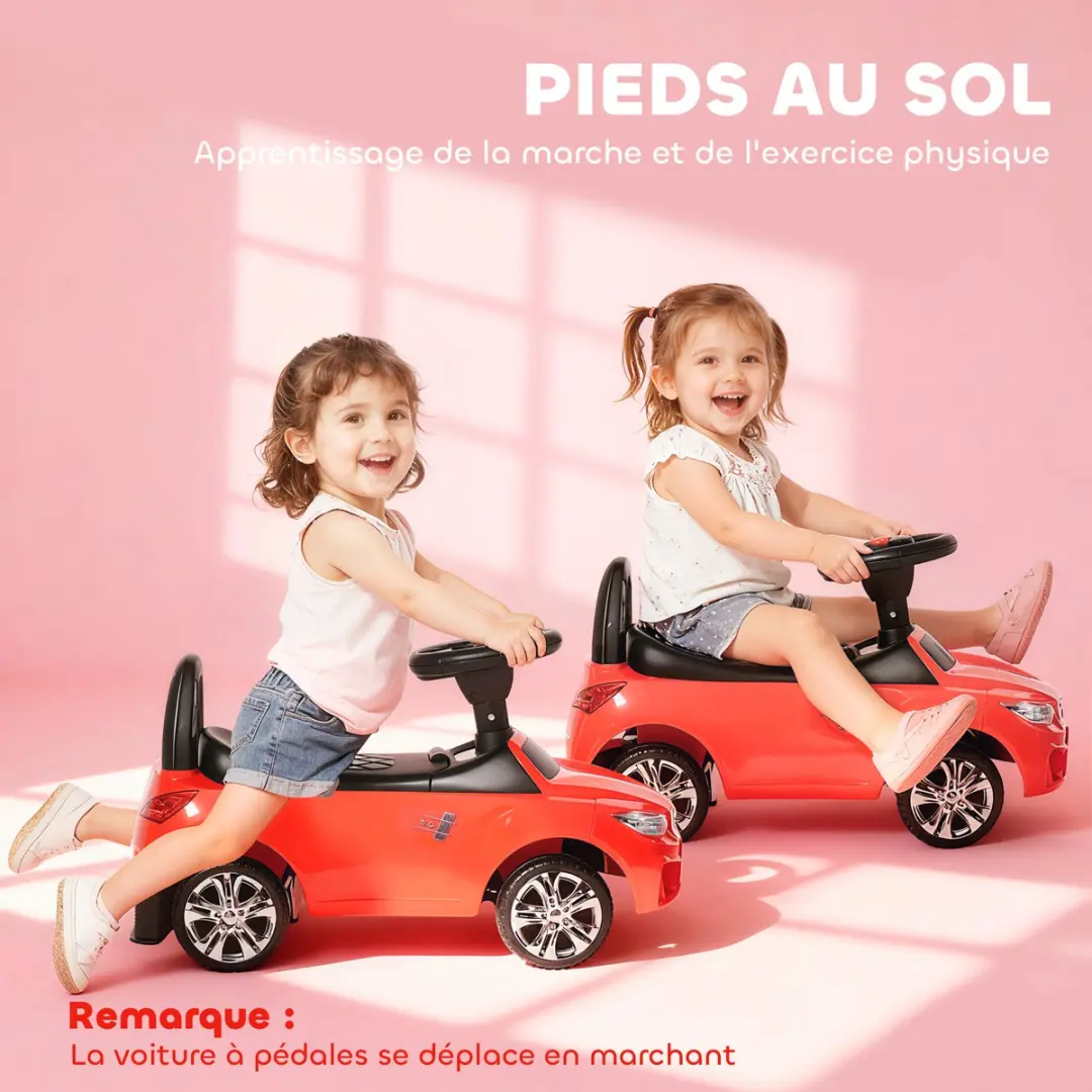 Homcom Kinderauto met glijbaan 63,5x28x36cm - Rood