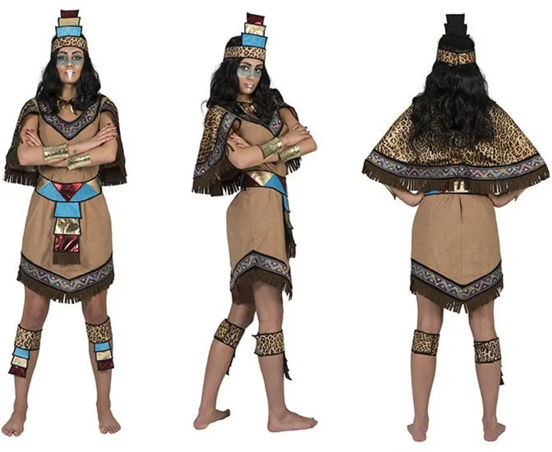 Espa Azteken Jurk - S/M - Blauw/Wit/Bruin