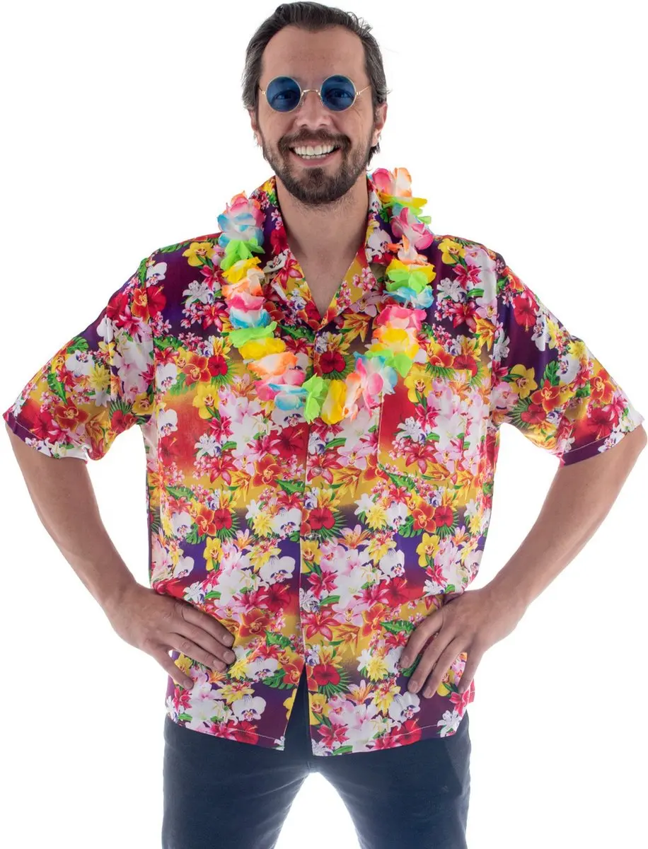 Espa Hawaii Shirt Puck Bloemenprint - Maat 56/58 - Regenboog