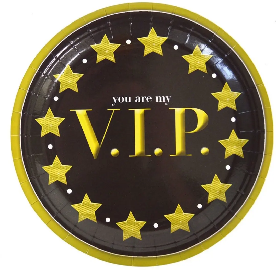 ESPA VIP Kartonnen Bord 23cm - 8 Stuks - Zwart/Goud - afbeelding 2 van 2