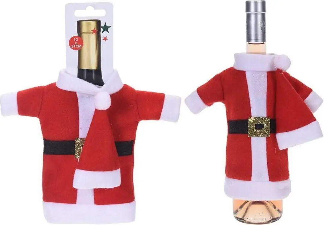 Orion Feestelijke Wijnfleshoes Kerstman - Rood & Wit