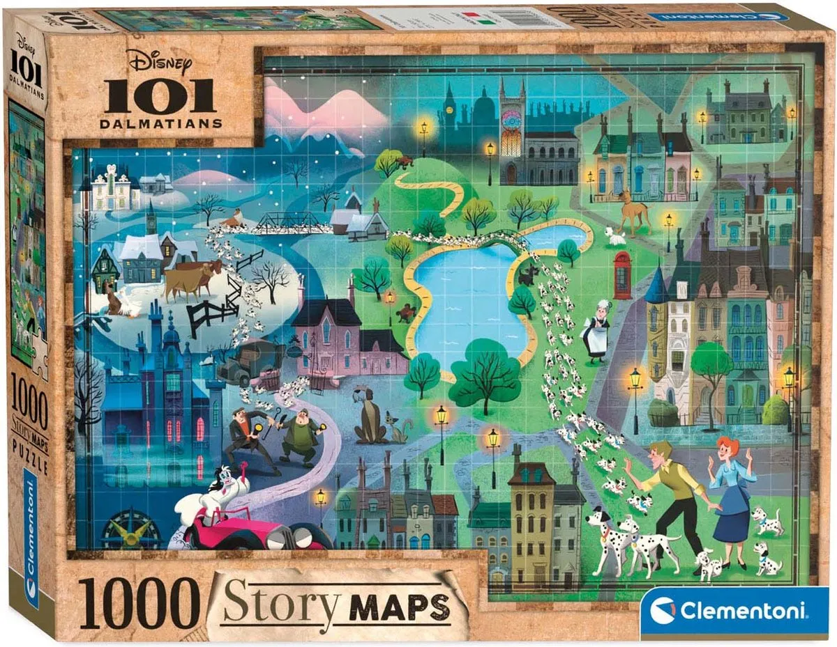 Clementoni Disney Maps 101 Dalmatiërs Puzzel 1000 Stuks - Multicolor