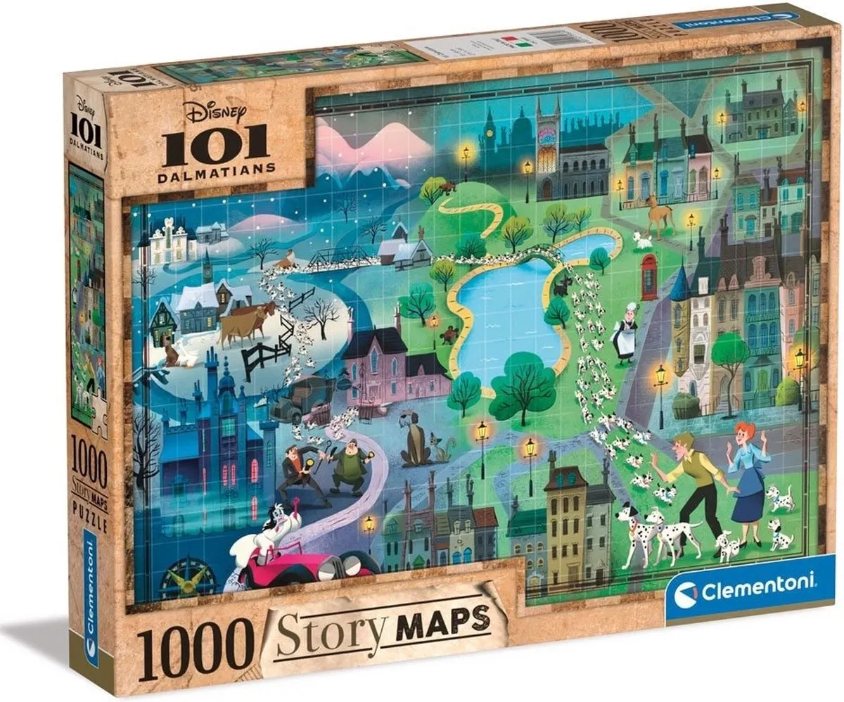 Clementoni Disney Maps 101 Dalmatiërs Puzzel 1000 Stuks