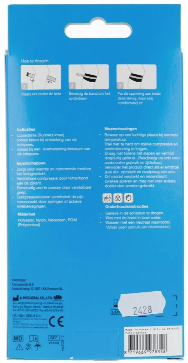 Emdee Kniebrace Blauw - One Size