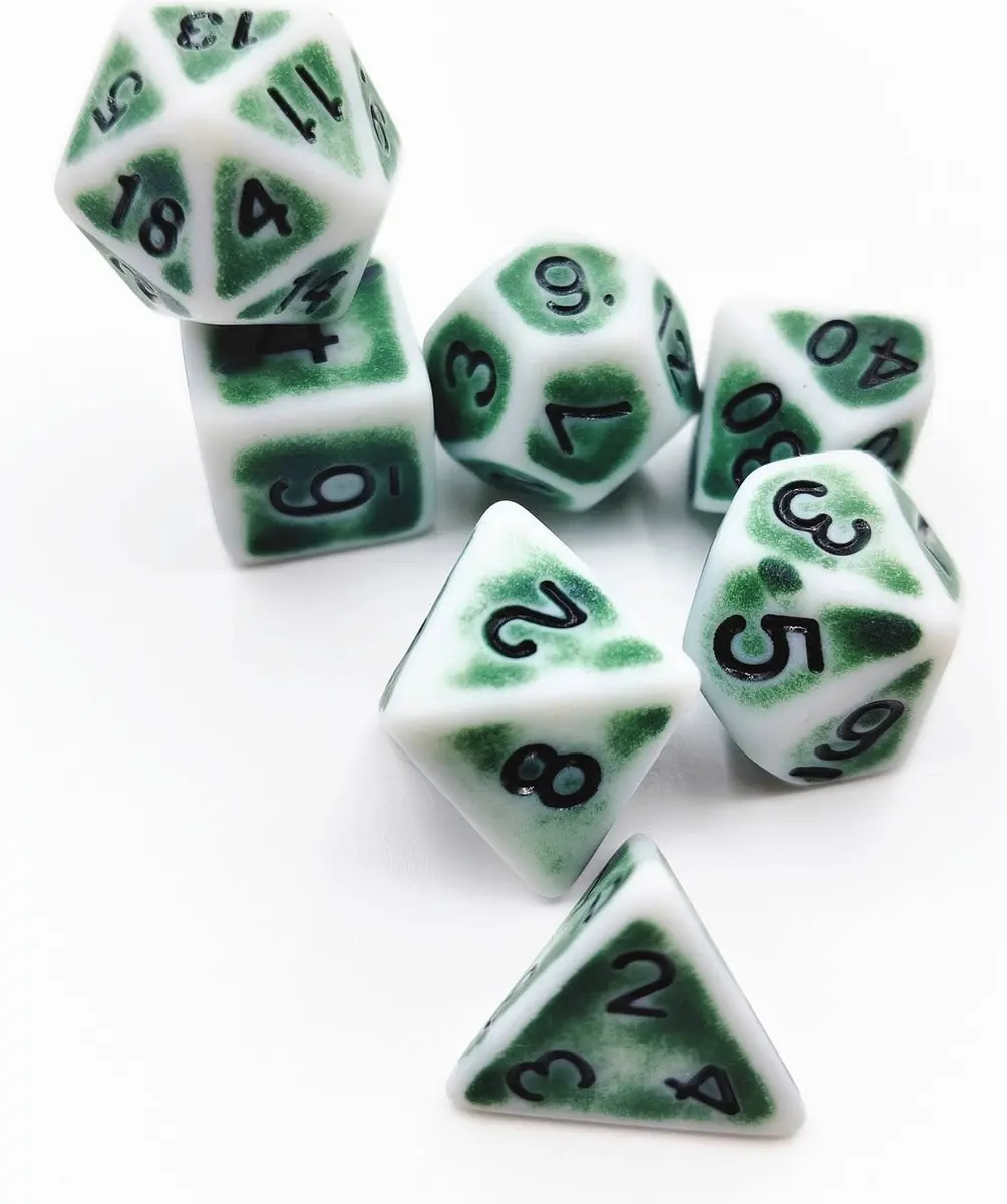 Lapi Toys D&D Polydice Acryl Set - 7 Stuks - Wit/ Groen
