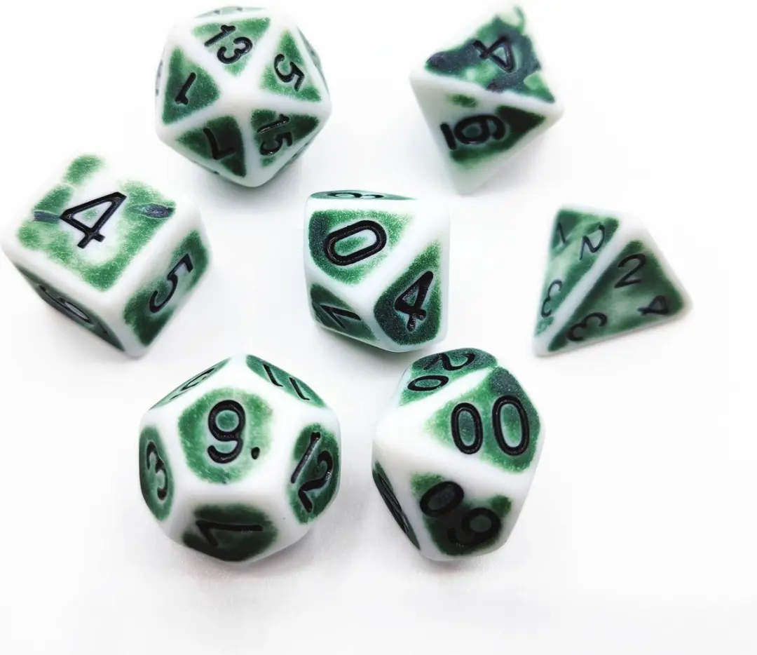 Lapi Toys D&D Polydice Acryl Set - 7 Stuks - Wit/ Groen