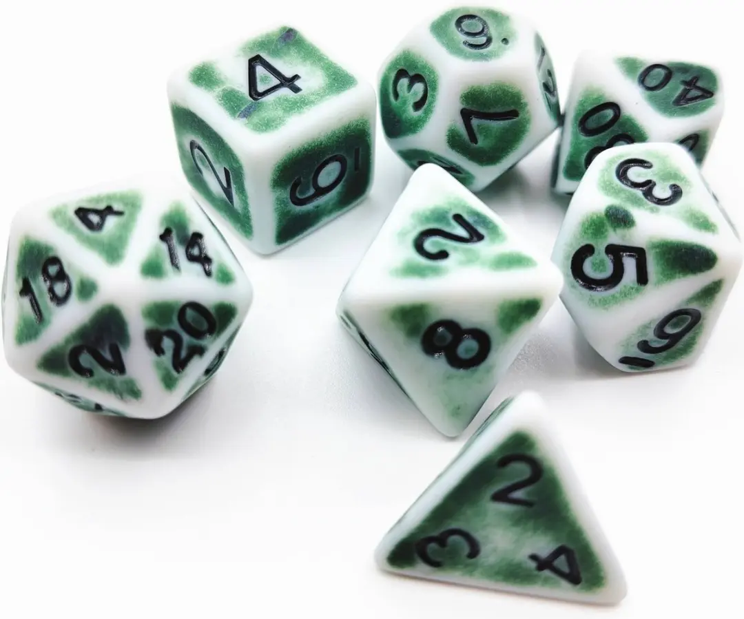 Lapi Toys D&D Polydice Acryl Set - 7 Stuks - Wit/ Groen