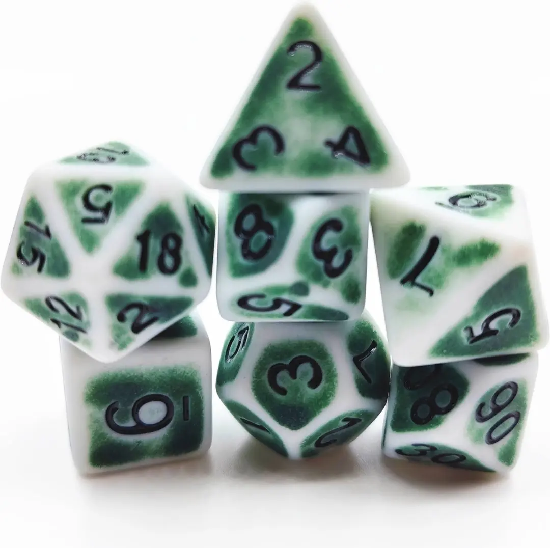 Lapi Toys D&D Polydice Acryl Set - 7 Stuks - Wit/ Groen