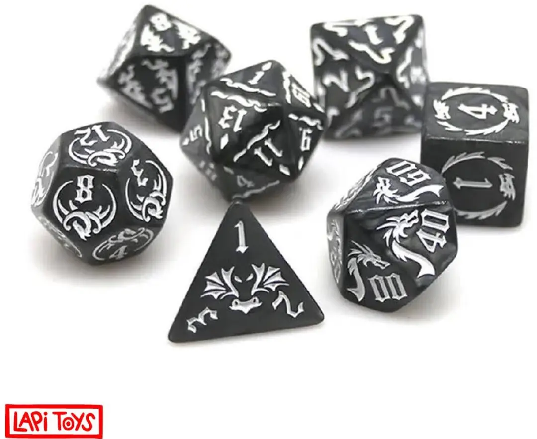 Lapi Toys D&D Dobbelstenen Acryl - 7-delig Zwart