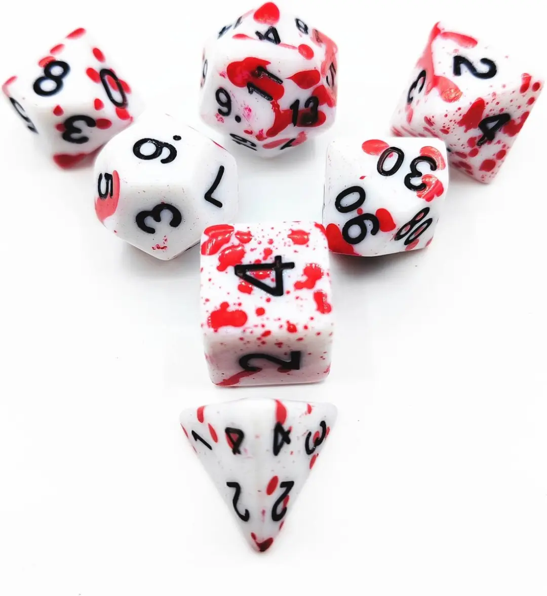 Lapi Toys D&D Polydice Acryl Set - 7 Stuks - Wit/Rood