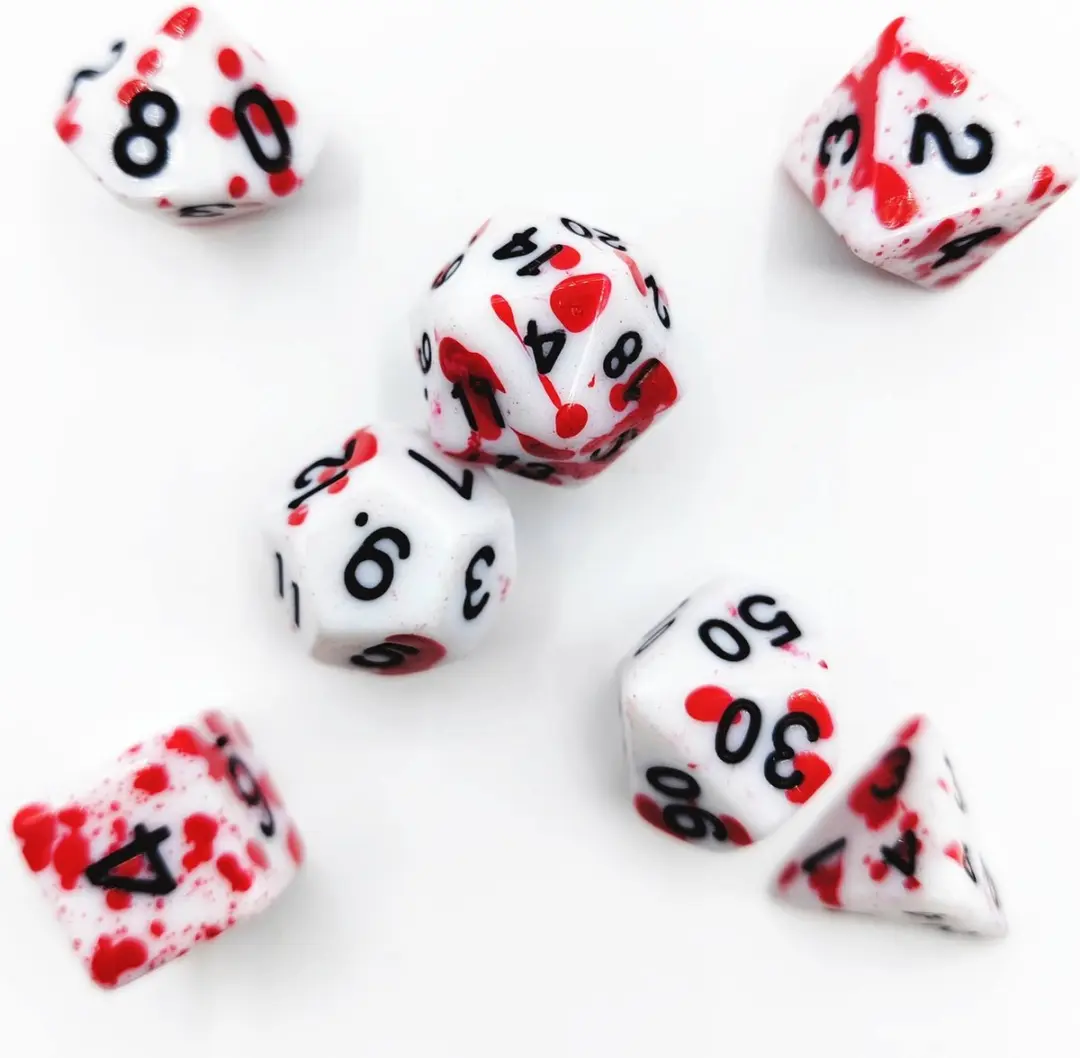 Lapi Toys D&D Polydice Acryl Set - 7 Stuks - Wit/Rood