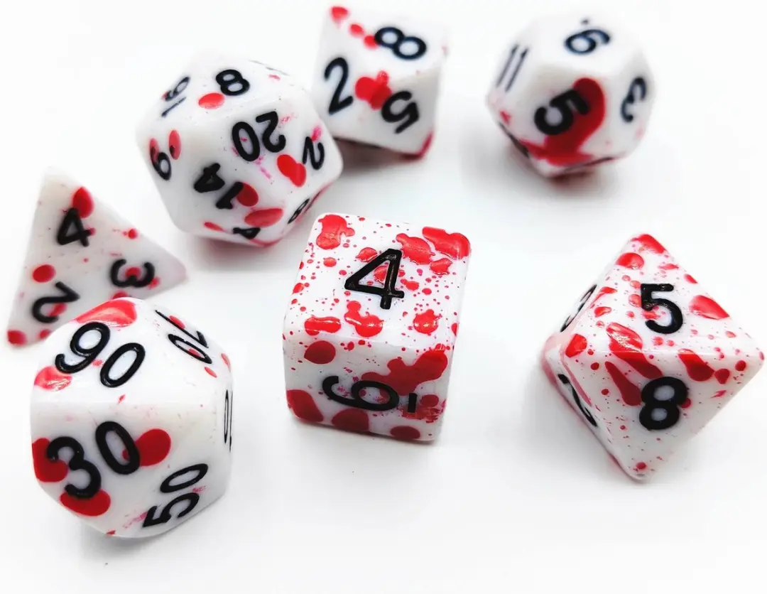 Lapi Toys D&D Polydice Acryl Set - 7 Stuks - Wit/Rood