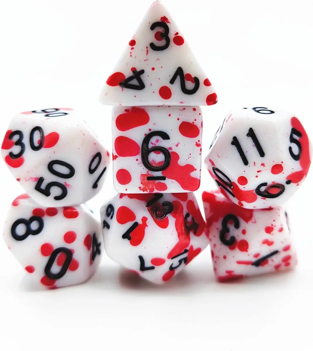 Lapi Toys D&D Polydice Acryl Set - 7 Stuks - Wit/Rood
