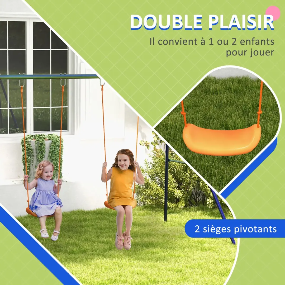Outsunny Kinderschommel Metaal 269x160x180cm - Meerkleurig