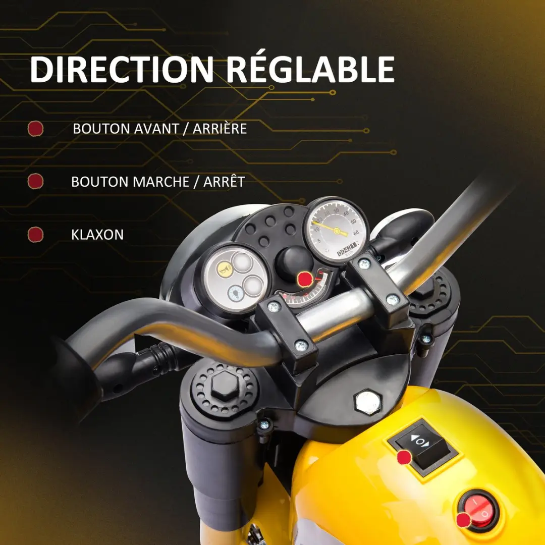 Homcom Elektrische Motorfiets PP - 72x57x56cm - Geel