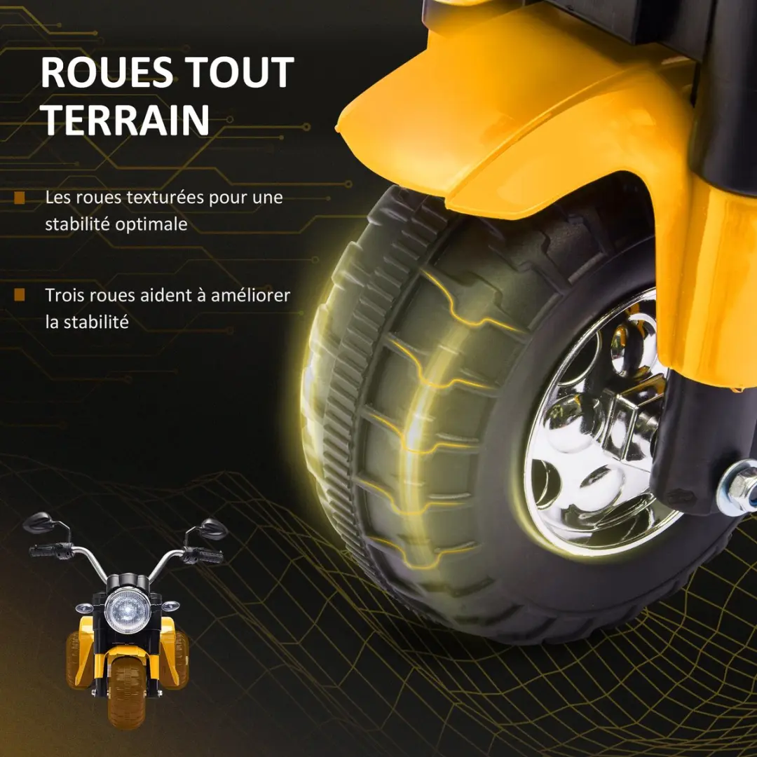 Homcom Elektrische Motorfiets PP - 72x57x56cm - Geel - afbeelding 6 van 6