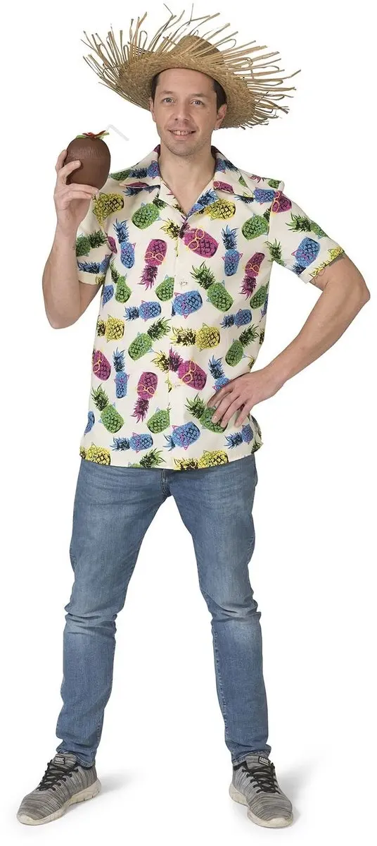 Espa Hawaii Shirt Ananasprint Heren - S/M Wit - afbeelding 6 van 6