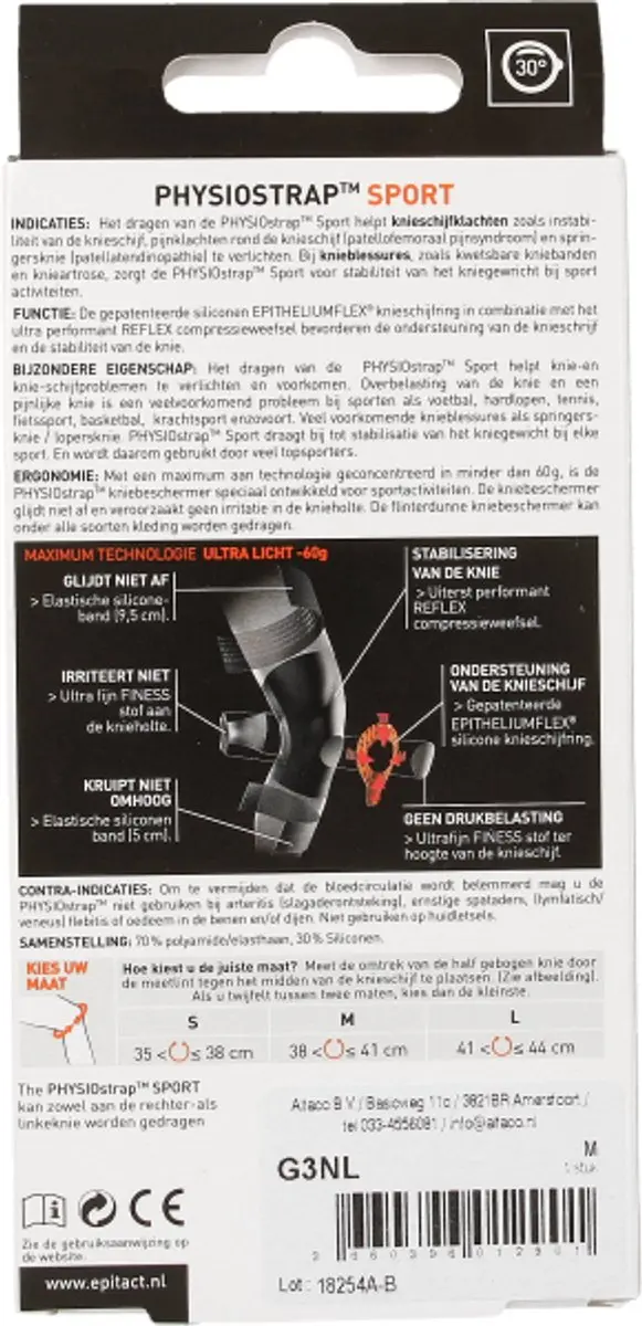 Epitact Knie PhysioStrap Sport M - Zwart