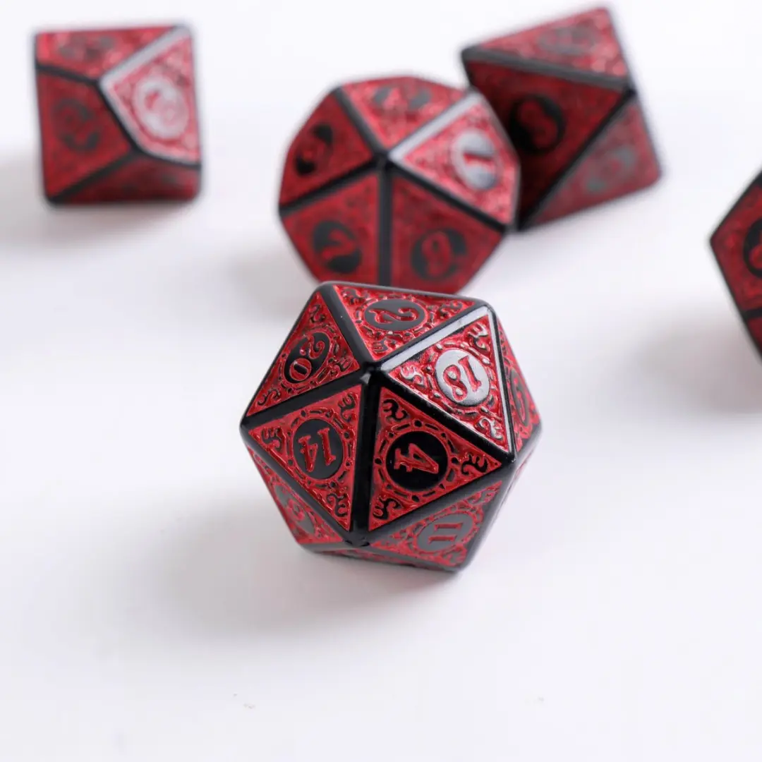 Lapi Toys D&D Dobbelstenen Set 7-delig - Acryl - Rood/Zwart
