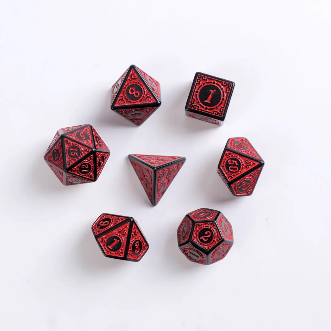 Lapi Toys D&D Dobbelstenen Set 7-delig - Acryl - Rood/Zwart