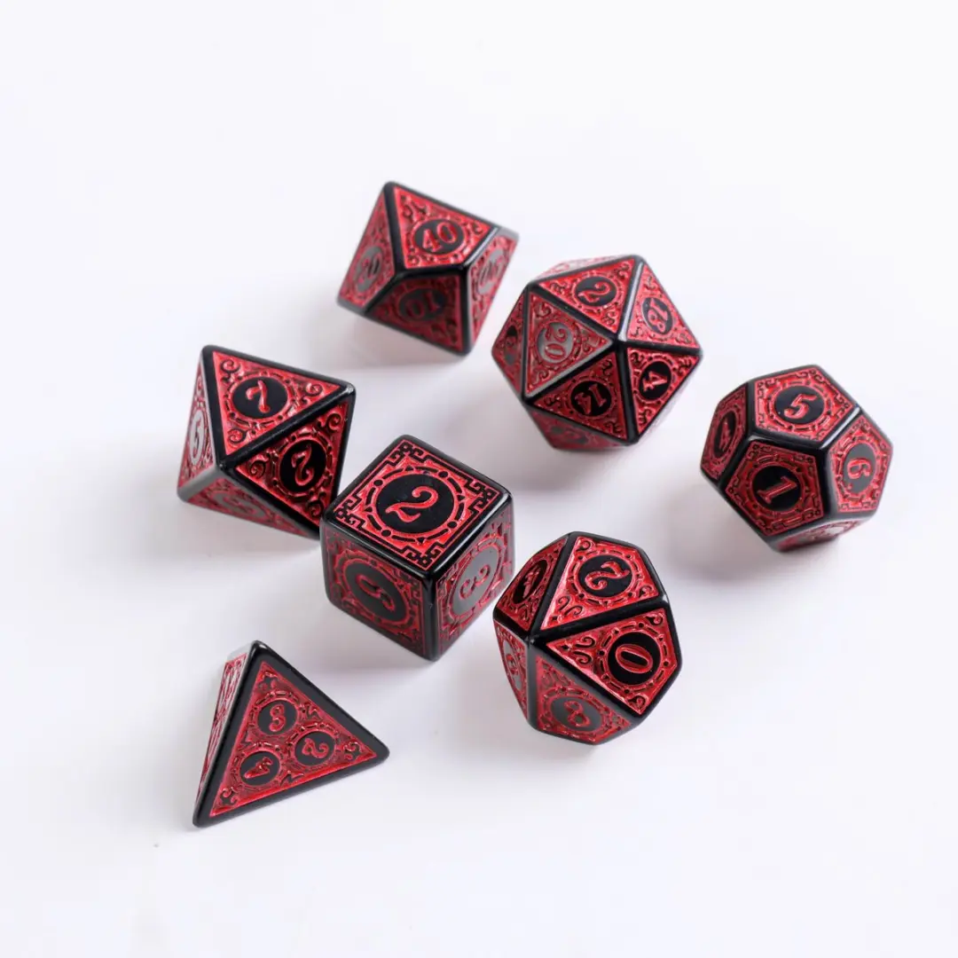 Lapi Toys D&D Dobbelstenen Set 7-delig - Acryl - Rood/Zwart