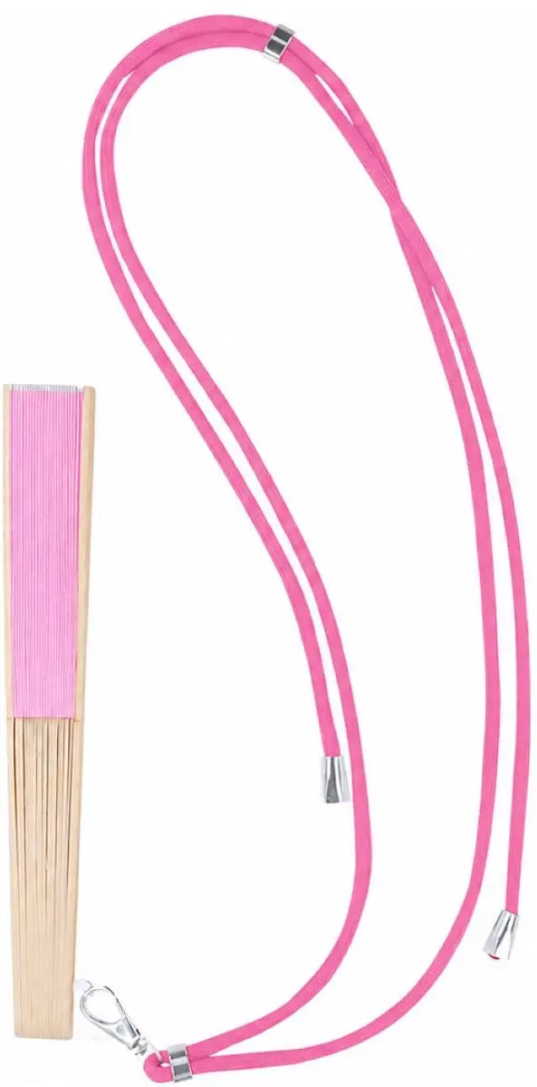 Bellatio Design Spaanse Handwaaier - 10 Stuks - Roze - 38x21cm