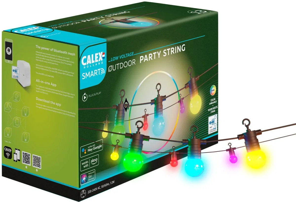 Calex Smart Outdoor Lichtsnoer 13m - 15 RGBIC Lampen - Zwart - afbeelding 6 van 6