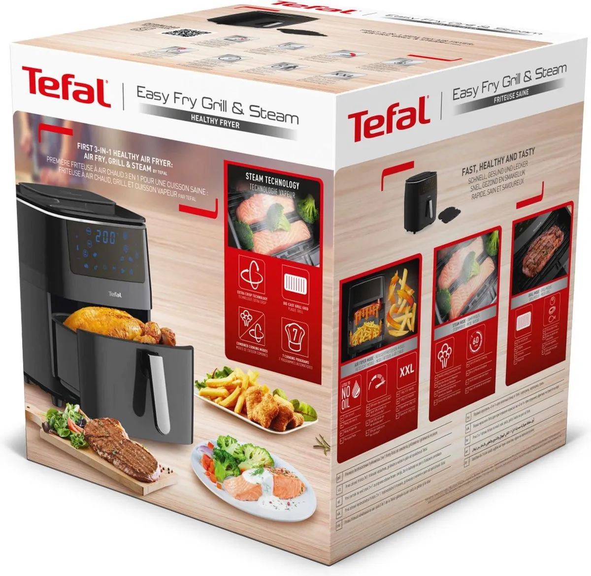 Tefal Easy Fry Grill & Steam FW2018 Airfryer 1700W - 6,5L - Zwart