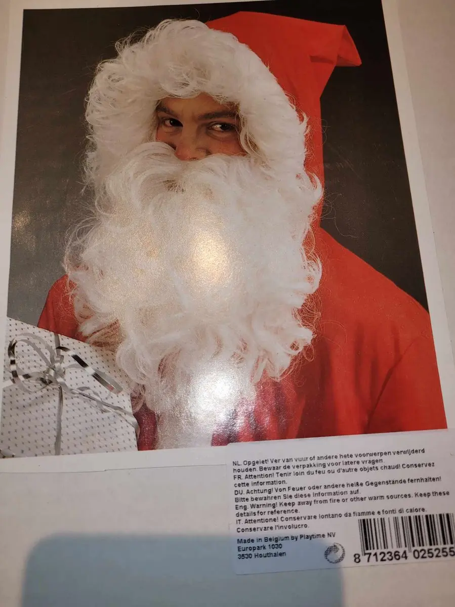Espa Kerstman Baard met Pruik - Wit Steil