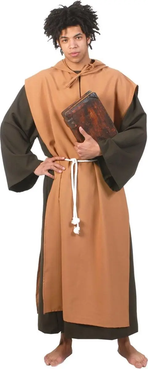 Espa Monnik Kostuum Middeleeuws - XL/XXL - Wit/Bruin
