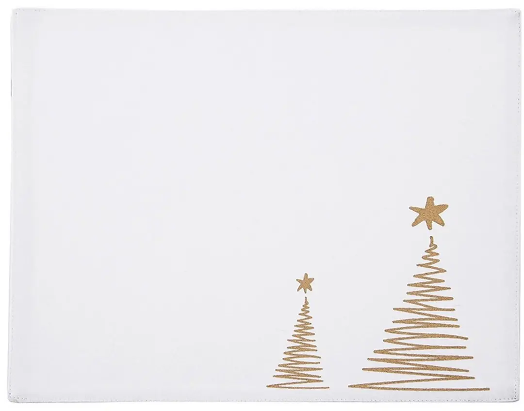 Orion Katoenen Tafelloper Kerstboom Motief Wit 33,5x26cm
