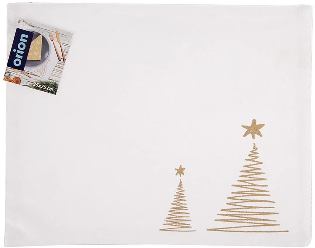 Orion Katoenen Tafelloper Kerstboom Motief Wit 33,5x26cm