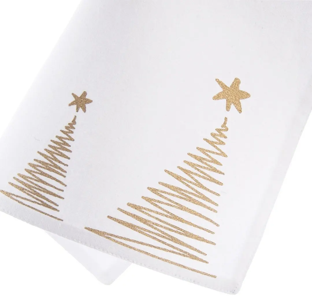 Orion Katoenen Tafelloper Kerstboom Motief Wit 33,5x26cm