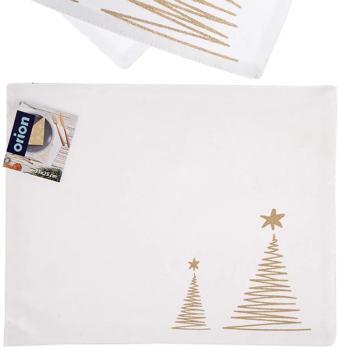 Orion Katoenen Tafelloper Kerstboom Motief Wit 33,5x26cm