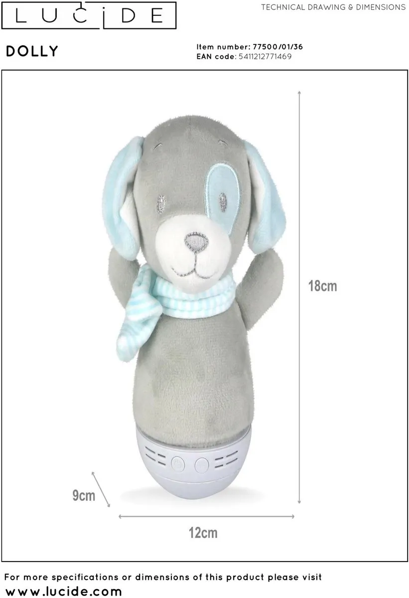 Lucide Dolly LED Tafellamp Kinderkamer 3W - Grijs