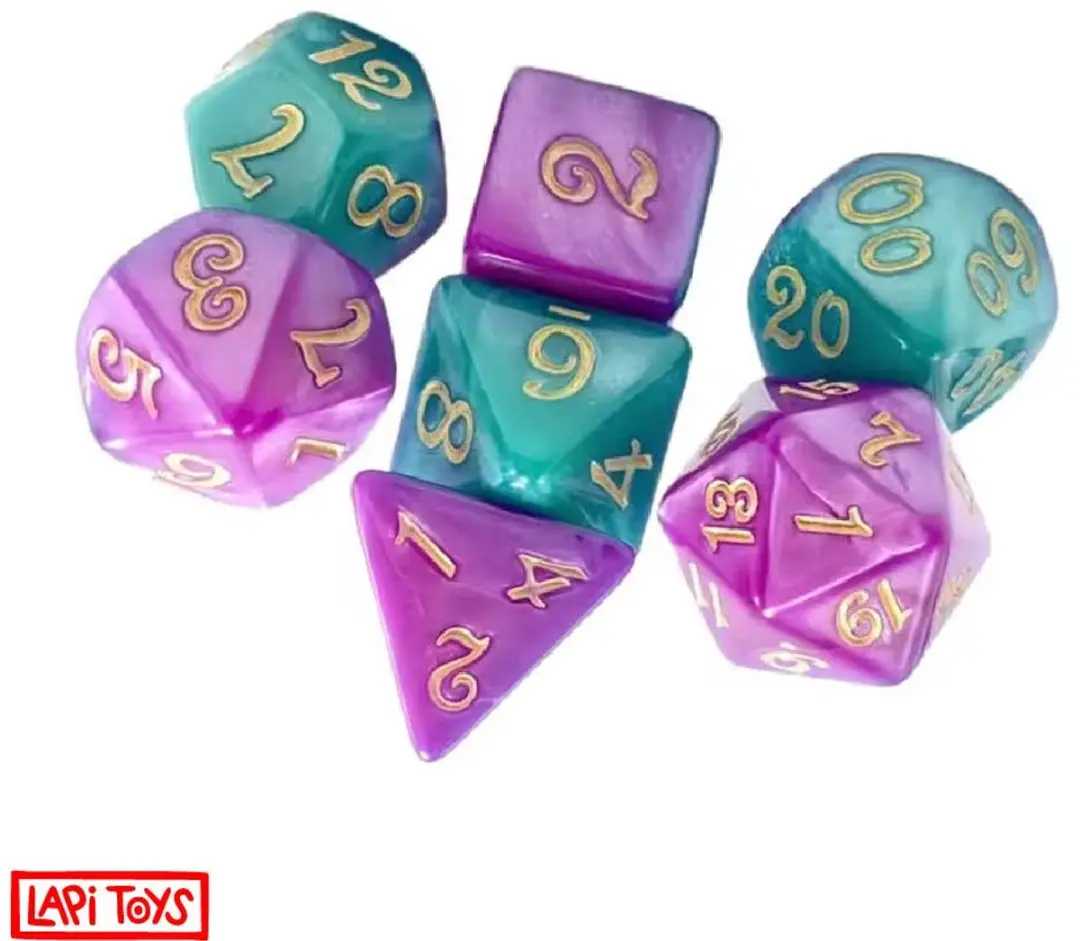 Lapi Toys DnD Dice Set Paars/ Groen - 7-delig