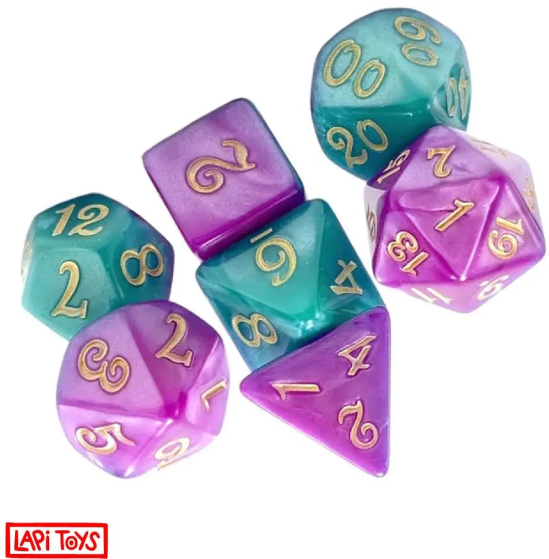 Lapi Toys DnD Dice Set Paars/ Groen - 7-delig