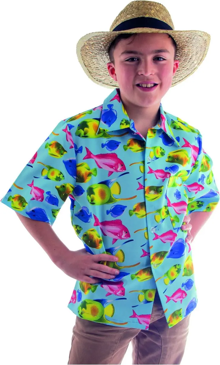Espa Hawaii Shirt Daan Visprint Kinderen - 116 - Blauw