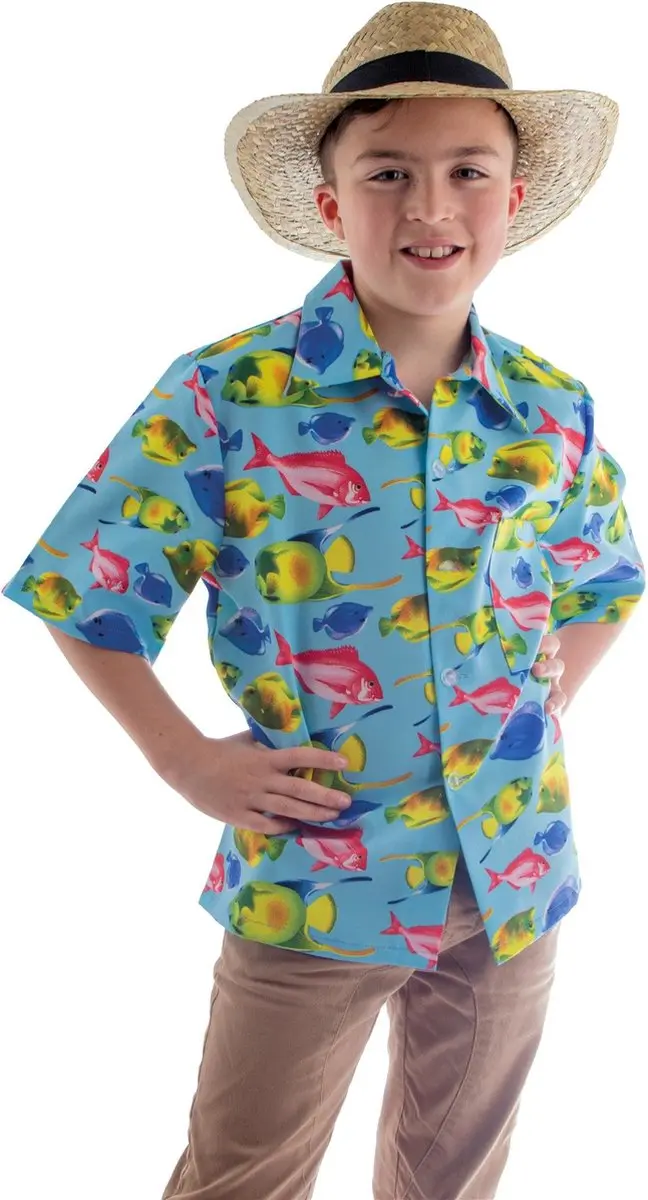 Espa Hawaii Shirt Daan Visprint Kinderen - 116 - Blauw