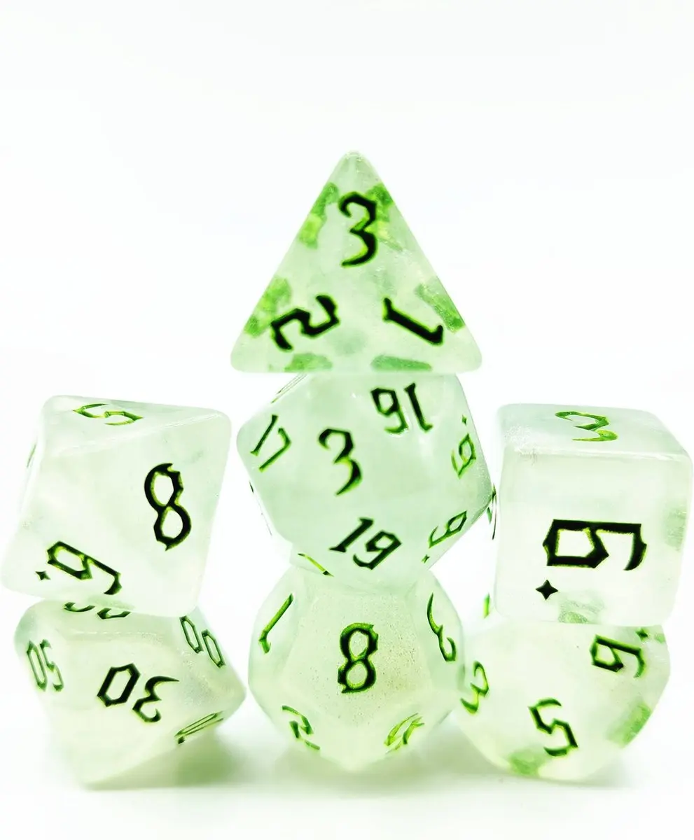 Lapi Toys D&D Polydice Acryl Set 7 Stuks - Wit/ Groen