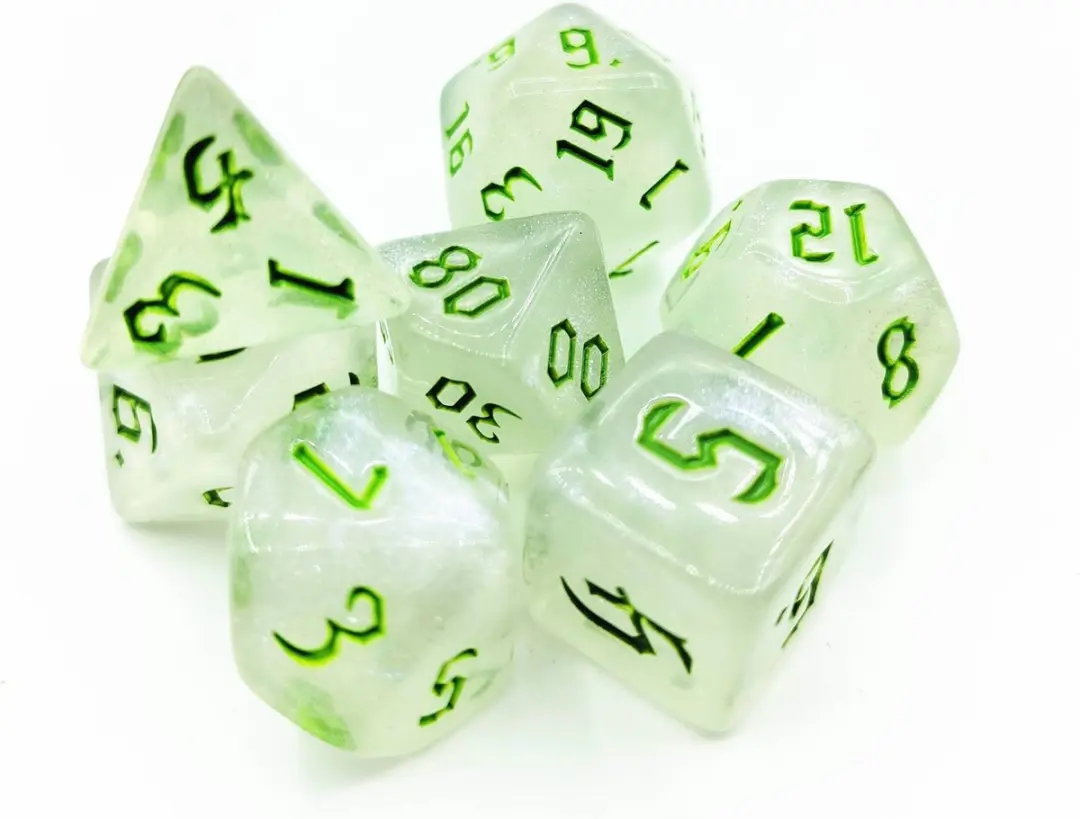 Lapi Toys D&D Polydice Acryl Set 7 Stuks - Wit/ Groen