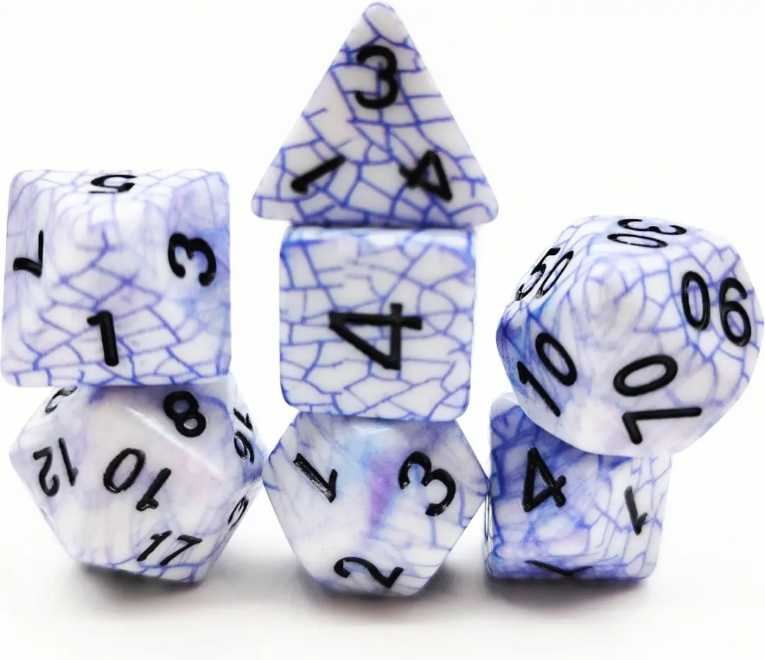 Lapi Toys D&D Polydice Acryl Set 7 Stuks - Wit/Blauw
