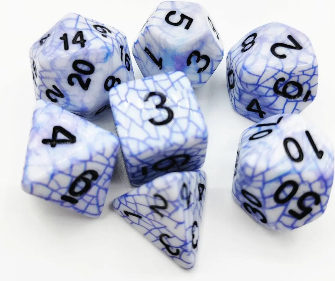 Lapi Toys D&D Polydice Acryl Set 7 Stuks - Wit/Blauw