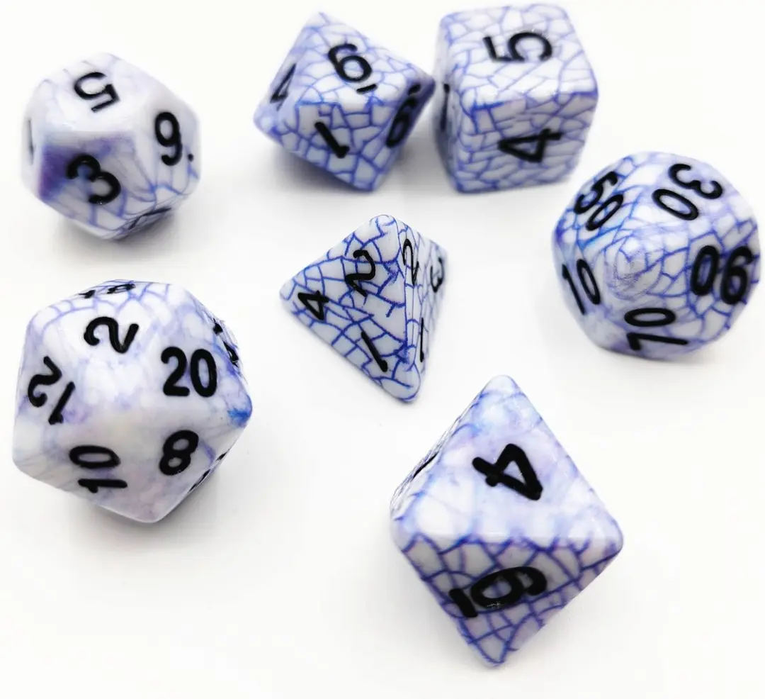 Lapi Toys D&D Polydice Acryl Set 7 Stuks - Wit/Blauw