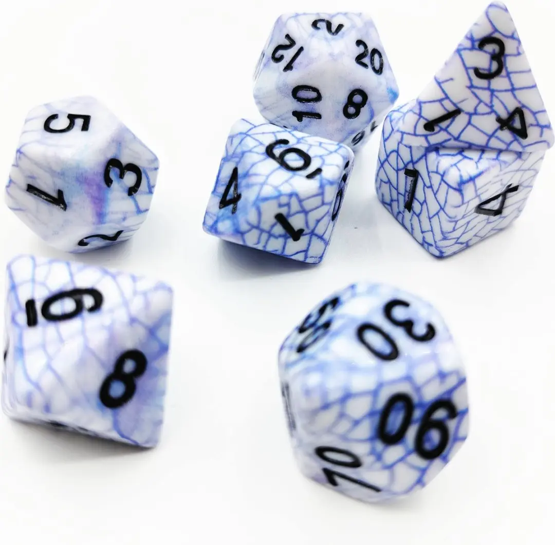 Lapi Toys D&D Polydice Acryl Set 7 Stuks - Wit/Blauw