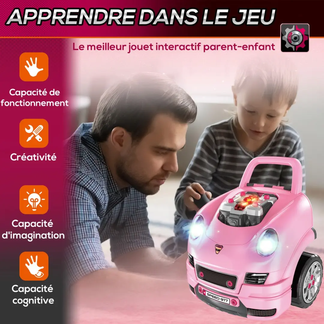 Homcom Speelgoedset Vrachtwagenmotor Roze