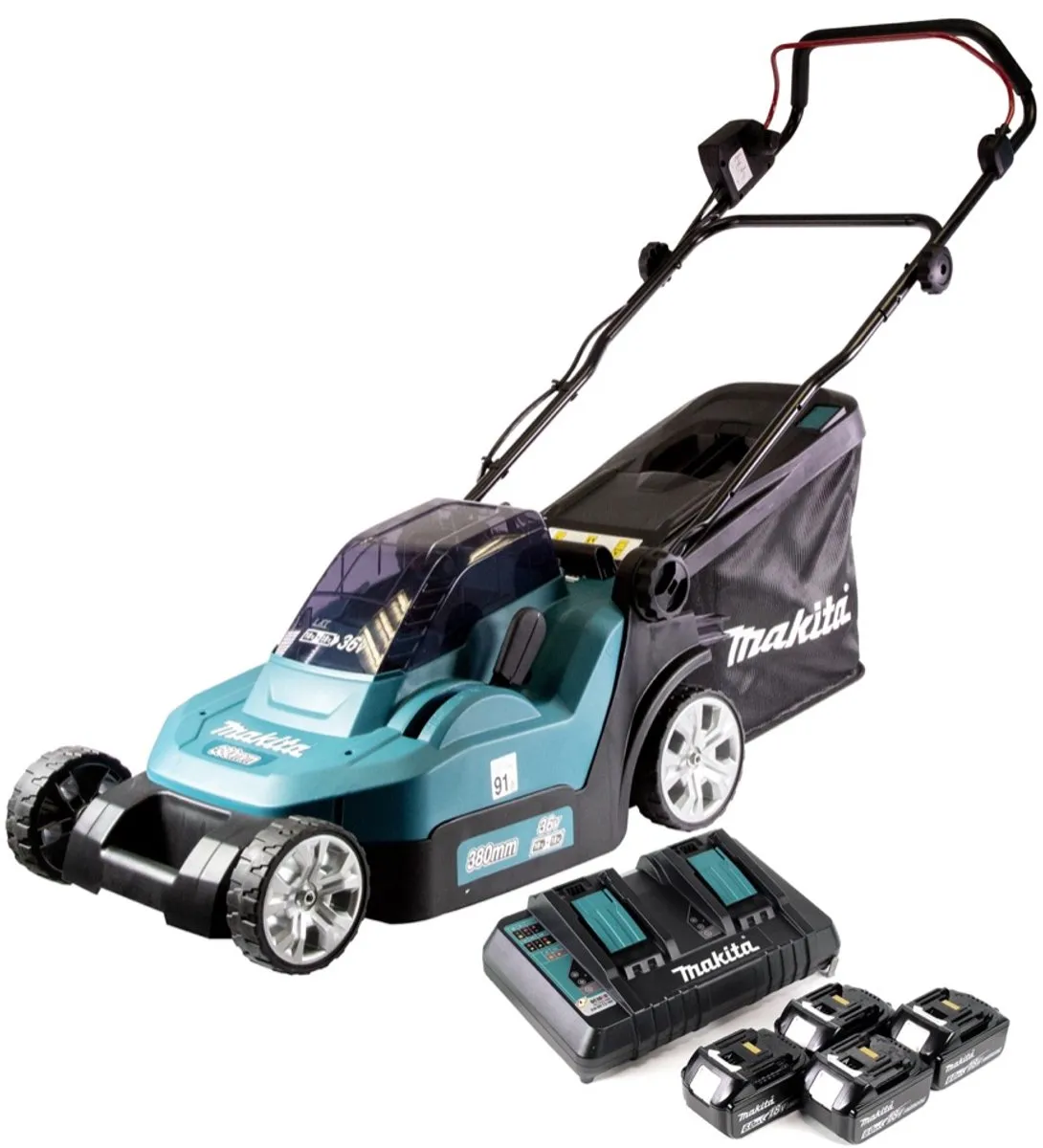 Makita DLM 432 PG4 Accugrasmaaier 43cm - 36V - 4x 6.0Ah Accu + Dubbele Lader - afbeelding 2 van 5